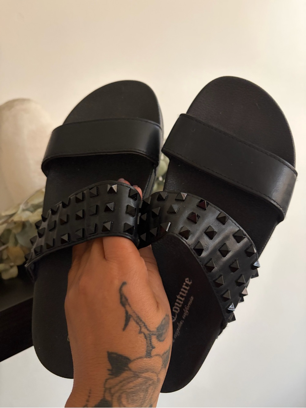 Juicy Couture Black Studded Slide Sandals